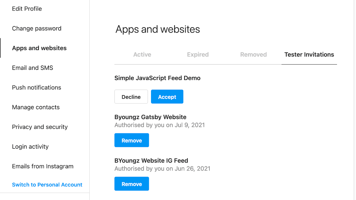 Popup accepting the o-auth to connect to Facebook app